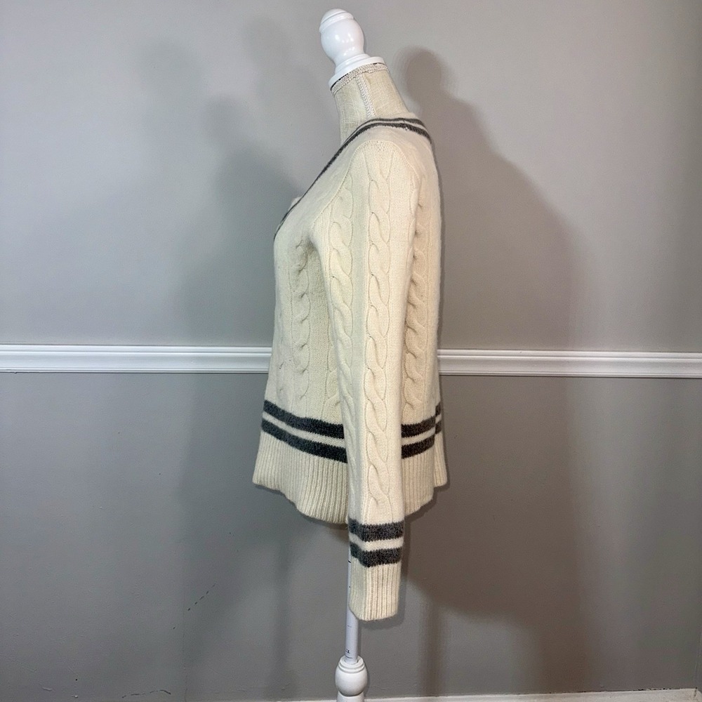 Polo Ralph Lauren The Iconic Cricket Sweater Womans MD Wool Cashmere Cream Gray - Picture 3 of 15